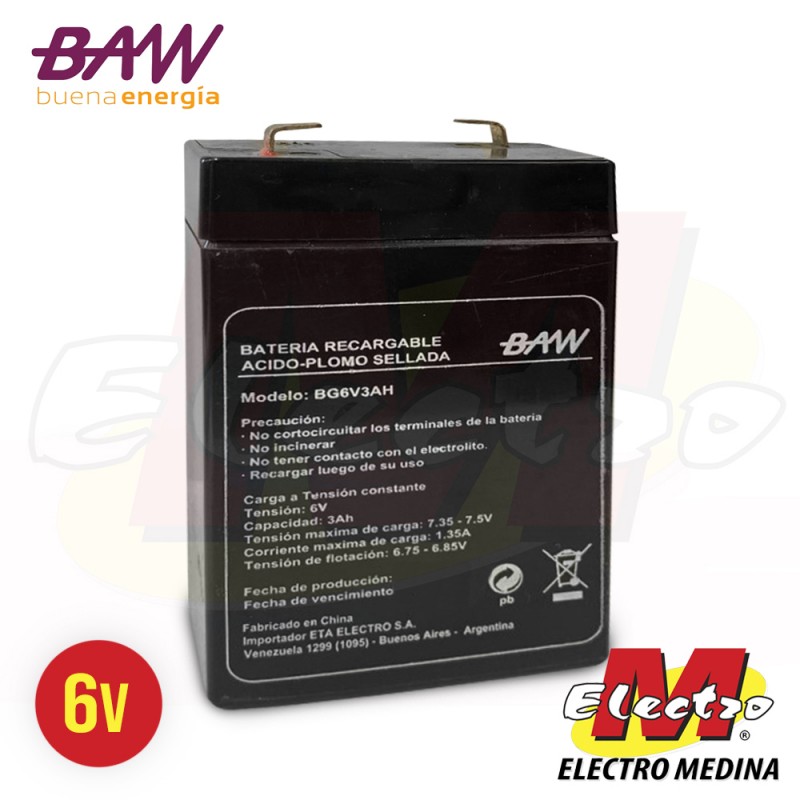 Bateria 6v 3a Para Luz de Emergencia BAW