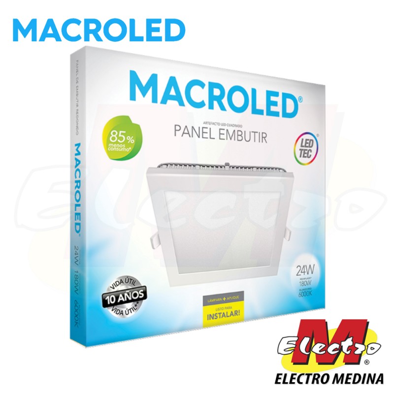 Panel LED 24w Luz Fria Embutir Cuadrado Macroled